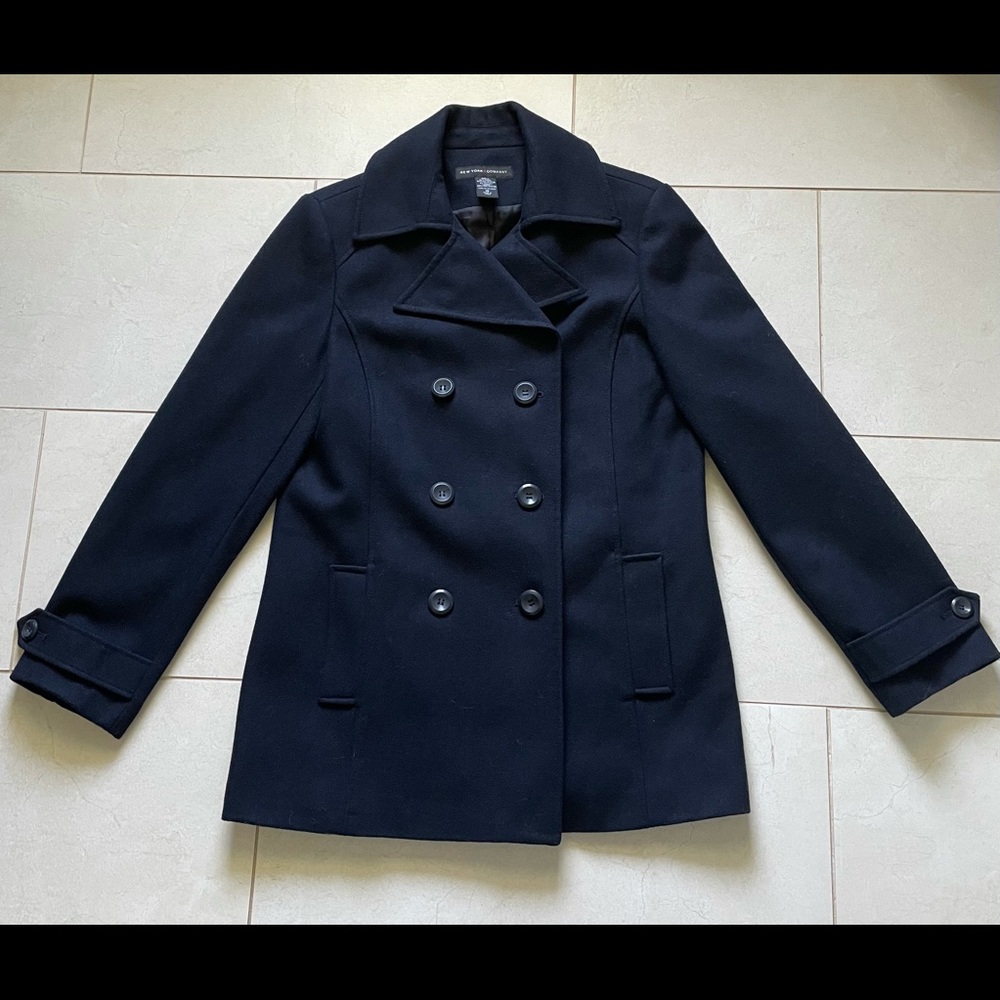 New York & Company navy blue pea coat